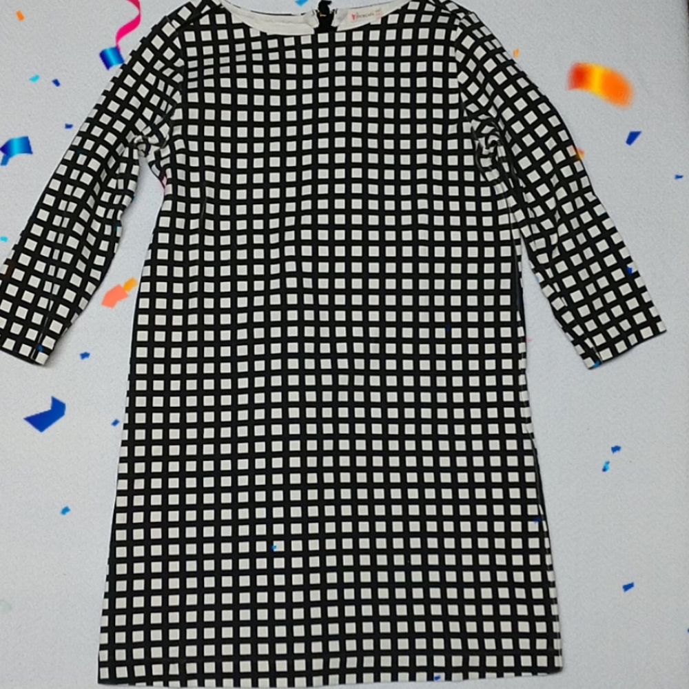 Crewcuts black and white 3/4 sleeve shift dress